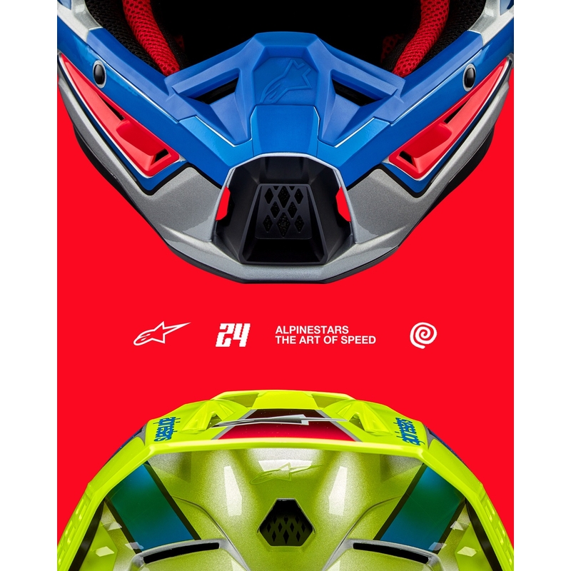 Casco da motocross Alpinestars S-M5 Sail giallo fluo-blu-argento