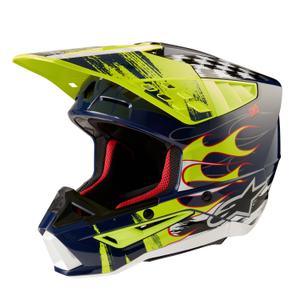 Alpinestars S-M5 Rash casco da motocross blu-giallo fluo