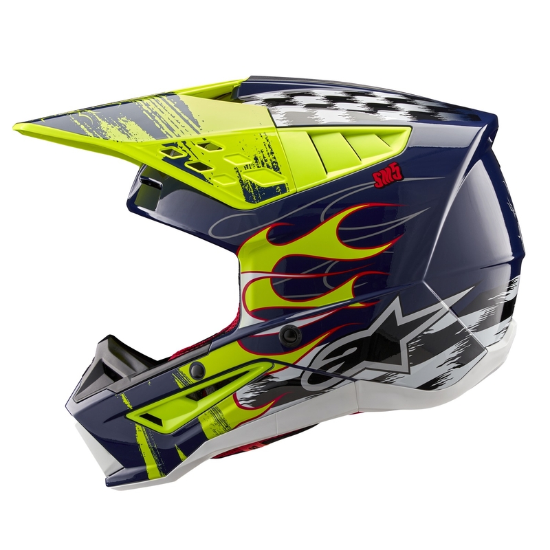 Alpinestars S-M5 Rash casco da motocross blu-giallo fluo