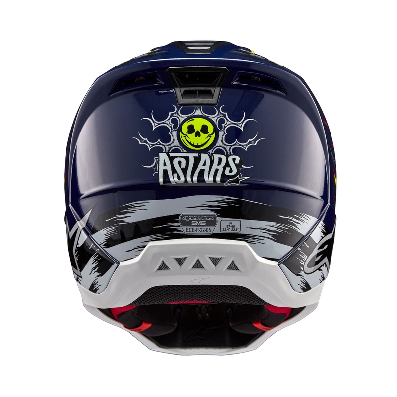 Alpinestars S-M5 Rash casco da motocross blu-giallo fluo
