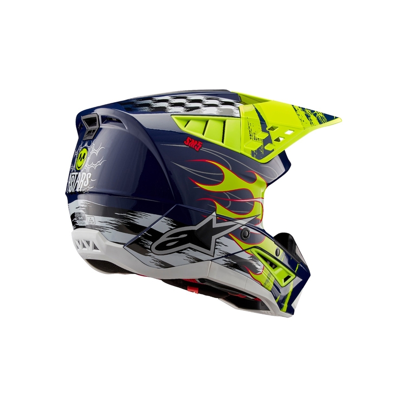 Alpinestars S-M5 Rash casco da motocross blu-giallo fluo