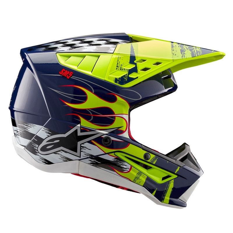 Alpinestars S-M5 Rash casco da motocross blu-giallo fluo
