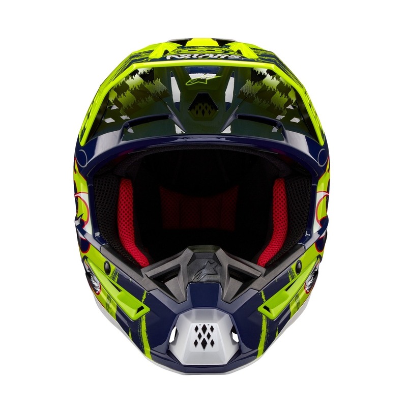 Alpinestars S-M5 Rash casco da motocross blu-giallo fluo