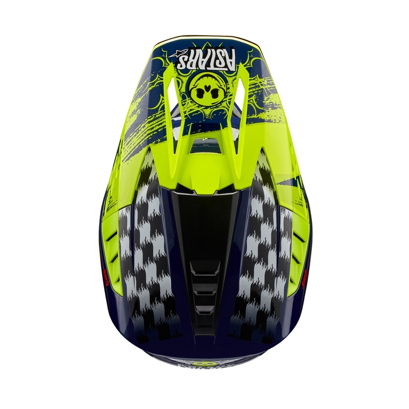 Alpinestars S-M5 Rash casco da motocross blu-giallo fluo
