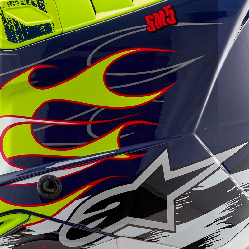 Alpinestars S-M5 Rash casco da motocross blu-giallo fluo