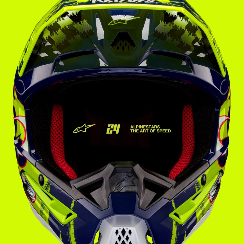 Alpinestars S-M5 Rash casco da motocross blu-giallo fluo