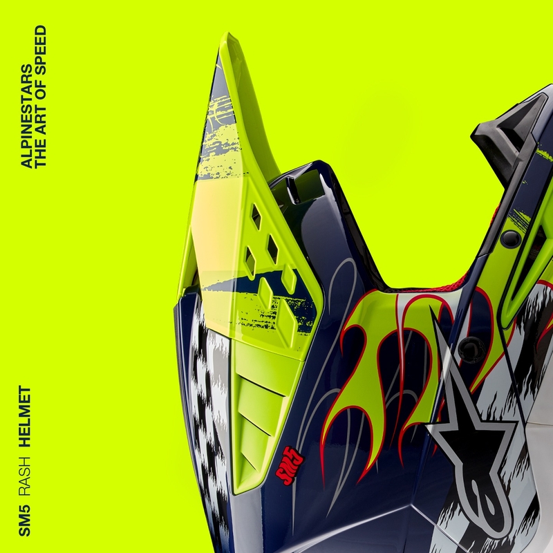 Alpinestars S-M5 Rash casco da motocross blu-giallo fluo