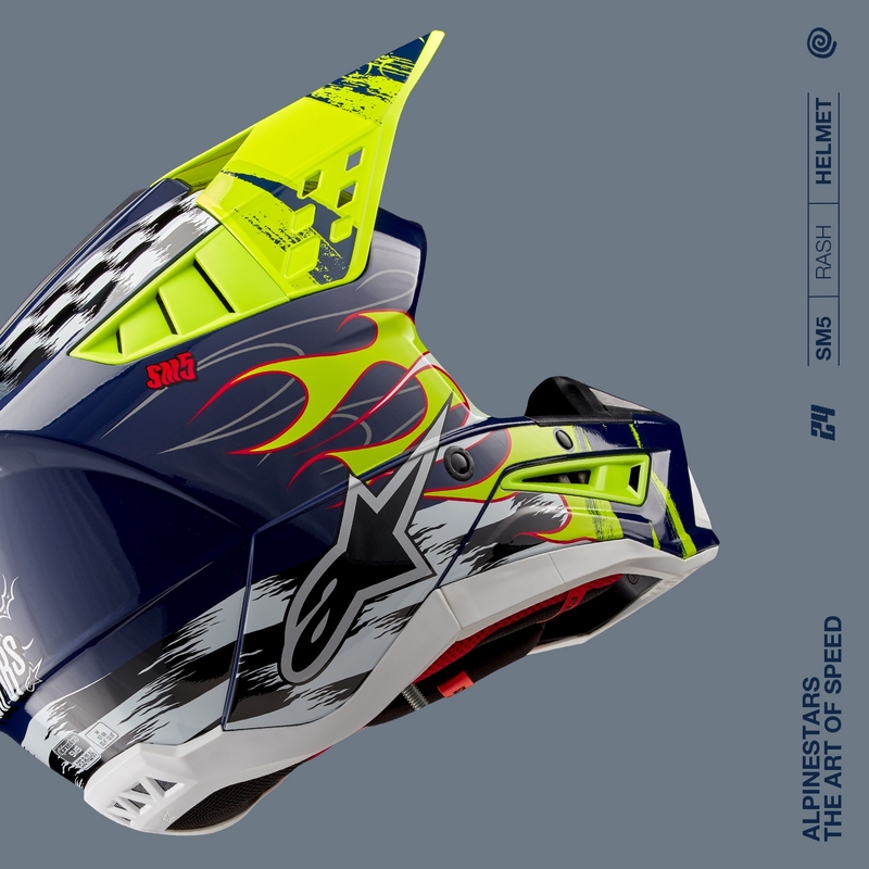 Alpinestars S-M5 Rash casco da motocross blu-giallo fluo