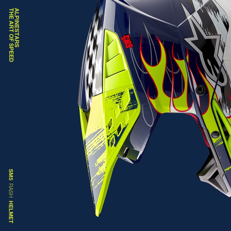 Alpinestars S-M5 Rash casco da motocross blu-giallo fluo