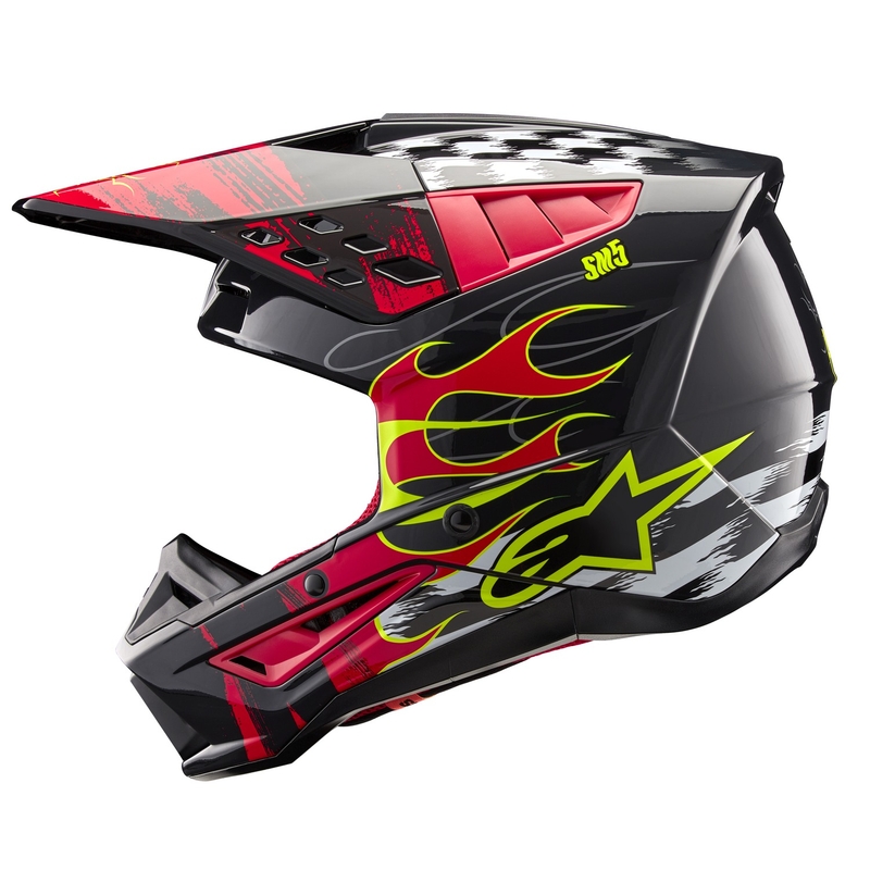 Casco da motocross Alpinestars S-M5 Rash grigio-rosso fluo
