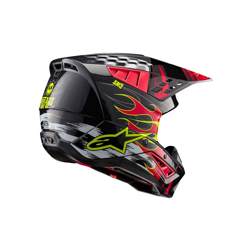 Casco da motocross Alpinestars S-M5 Rash grigio-rosso fluo