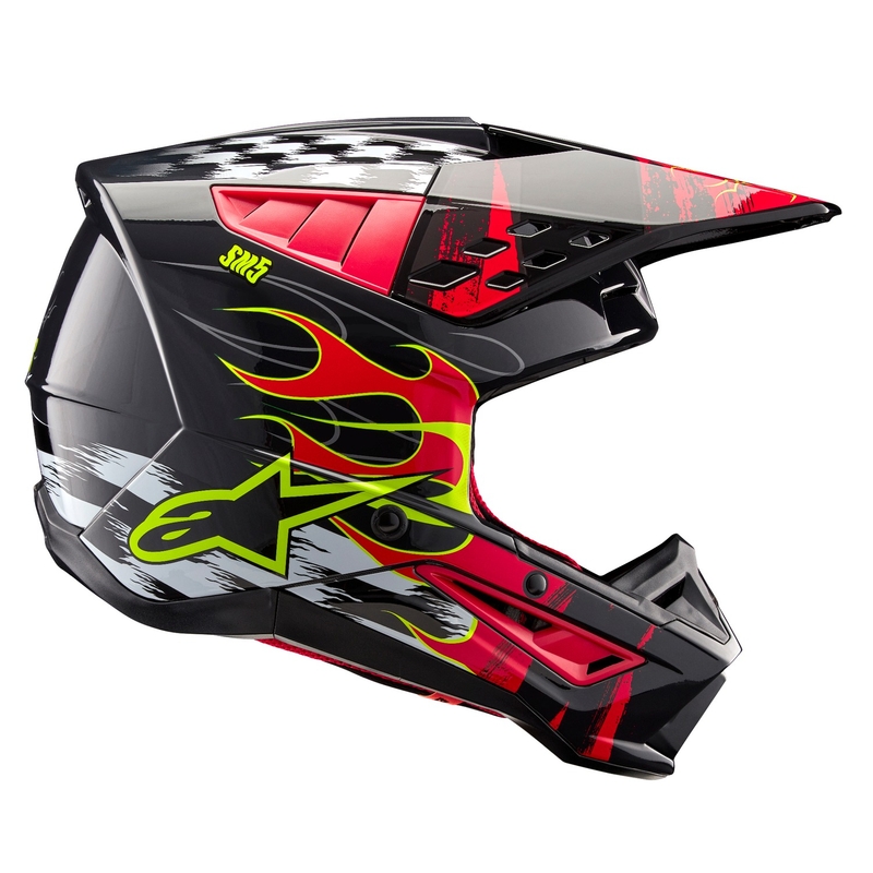 Casco da motocross Alpinestars S-M5 Rash grigio-rosso fluo