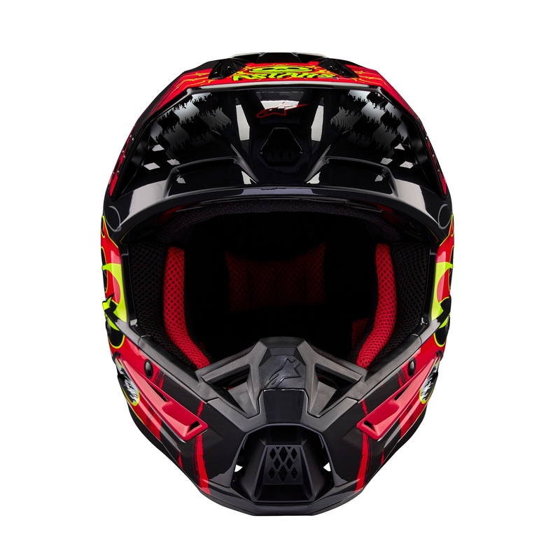Casco da motocross Alpinestars S-M5 Rash grigio-rosso fluo