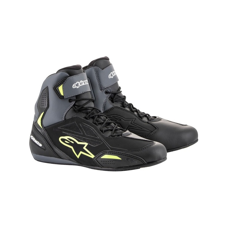 Stivali da moto Alpinestars Faster-3 Drystar nero-grigio-giallo fluo