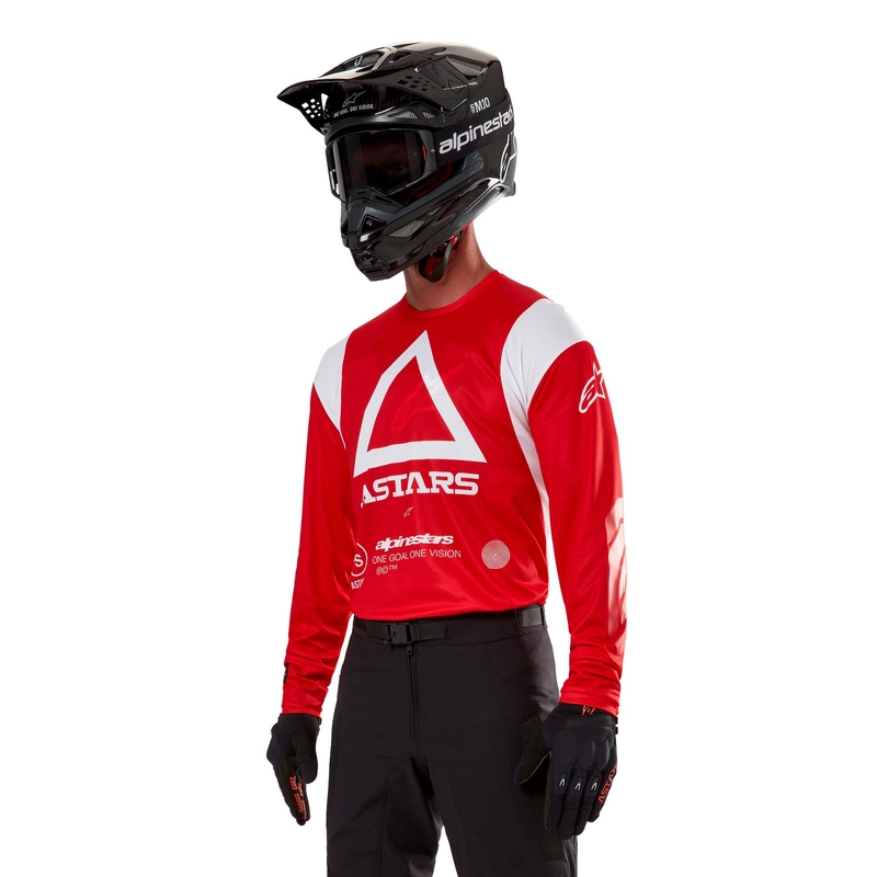 Maglia da motocross Alpinestars Techdura rosso fluo