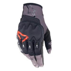 Alpinestars Techdura guanti da motocross nero-marrone-rosso fluo