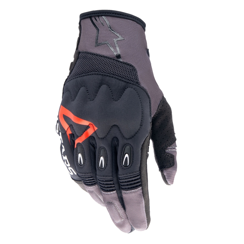 Alpinestars Techdura guanti da motocross nero-marrone-rosso fluo