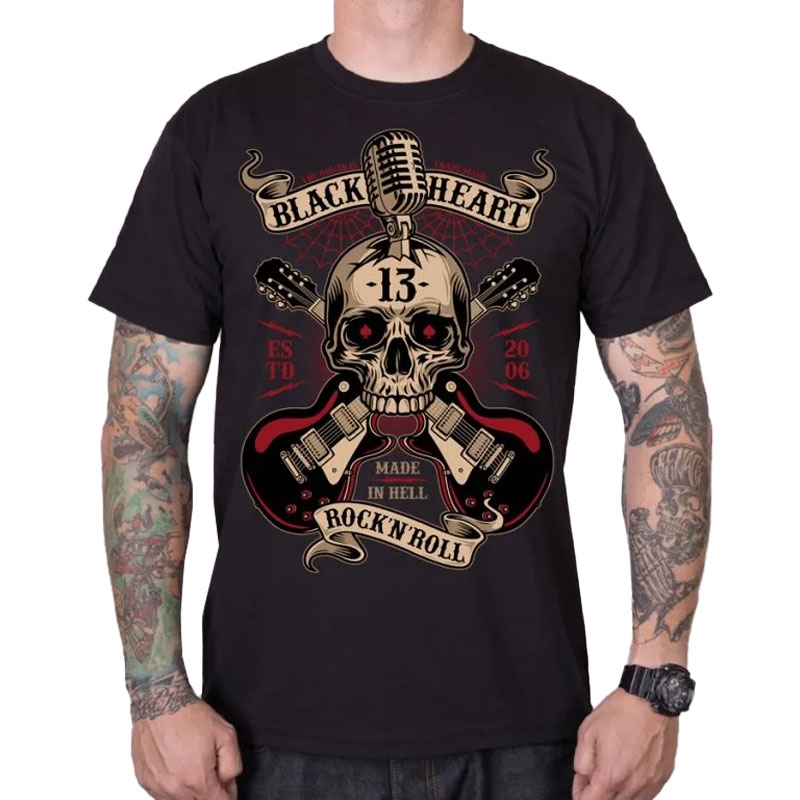 T-shirt Black Heart Rock N Roll nero