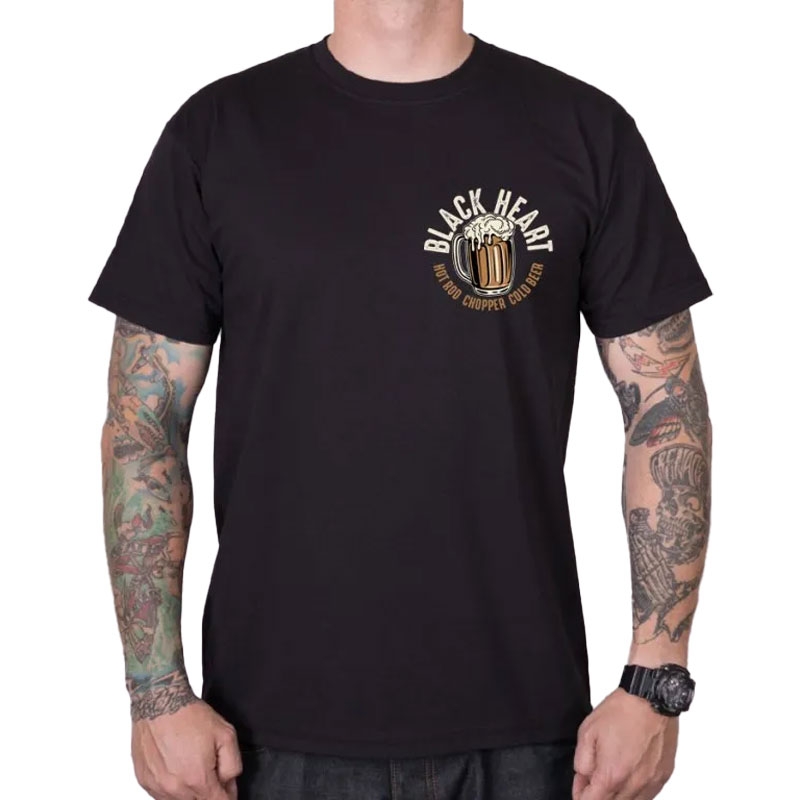 T-shirt Black Heart Beer Biker nero