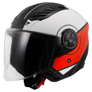 Casco moto aperto LS2 OF616 Airflow II Cover bianco e rosso opaco