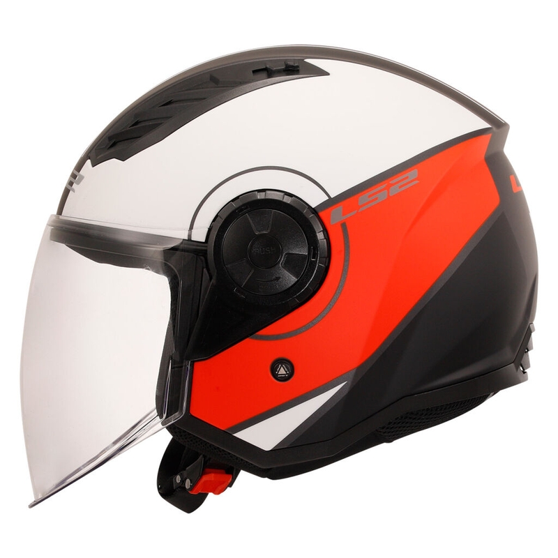 Casco moto aperto LS2 OF616 Airflow II Cover bianco e rosso opaco