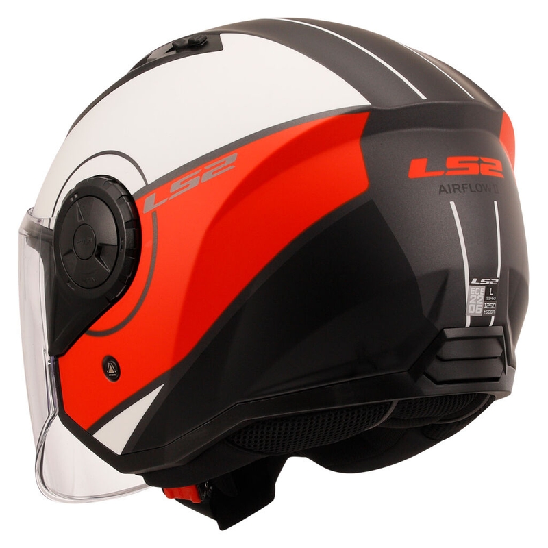 Casco moto aperto LS2 OF616 Airflow II Cover bianco e rosso opaco