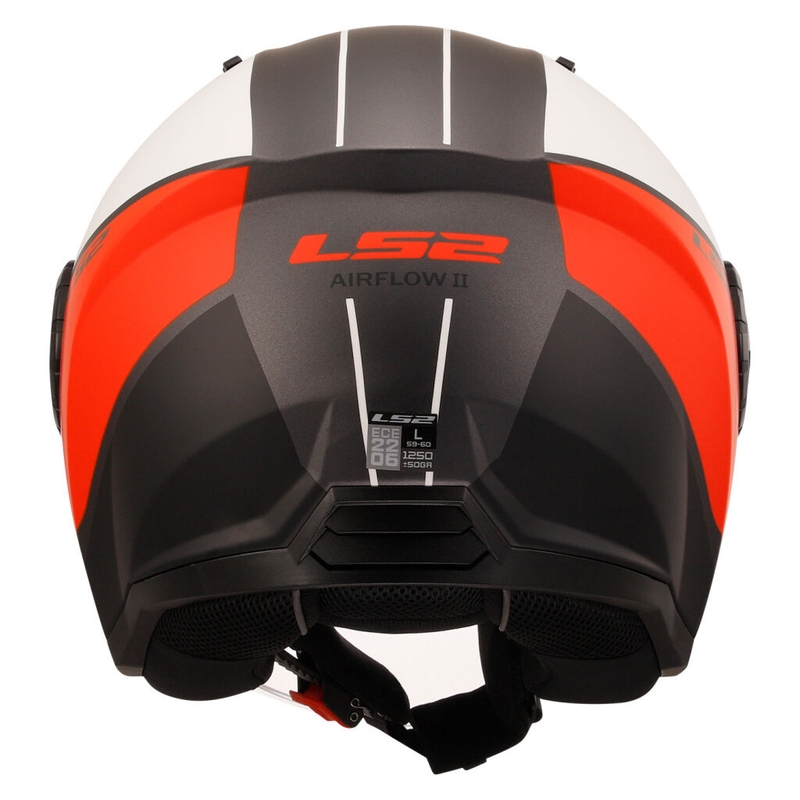 Casco moto aperto LS2 OF616 Airflow II Cover bianco e rosso opaco