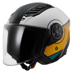 Casco moto aperto LS2 OF616 Airflow II Cover bianco lucido-marrone
