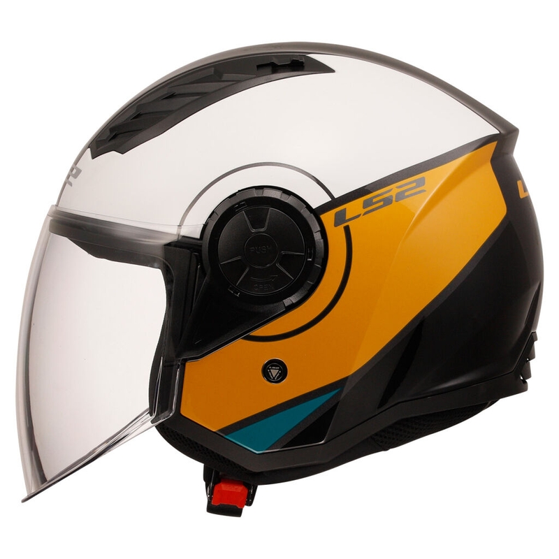 Casco moto aperto LS2 OF616 Airflow II Cover bianco lucido-marrone
