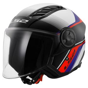 Casco moto aperto LS2 OF616 Airflow II Rush bianco-blu-rosso