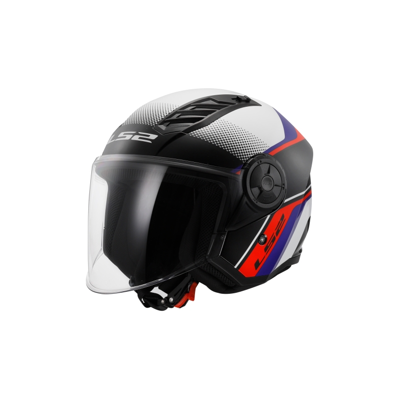Casco moto aperto LS2 OF616 Airflow II Rush bianco-blu-rosso