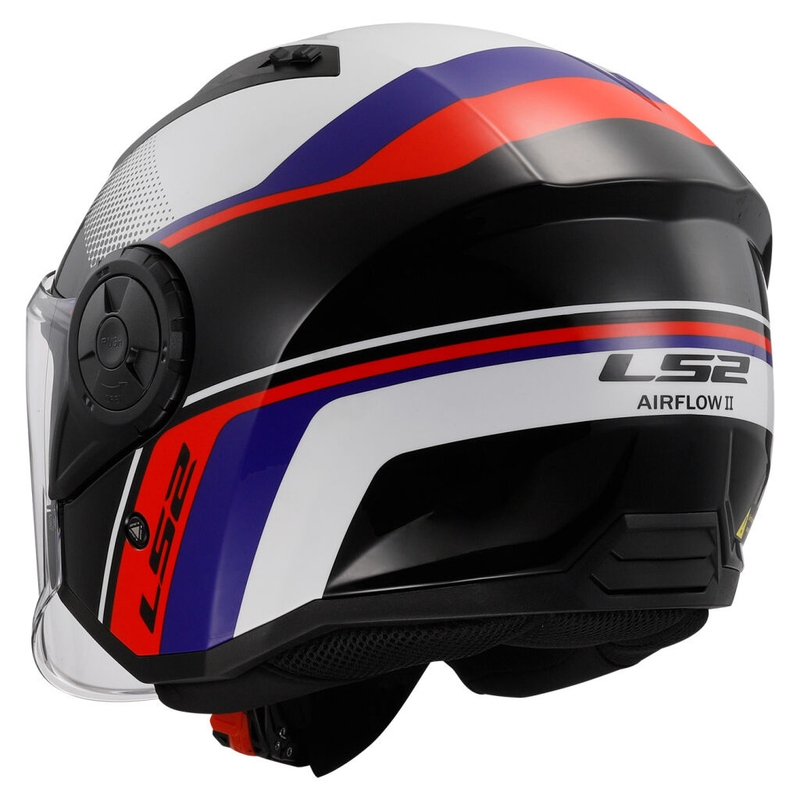 Casco moto aperto LS2 OF616 Airflow II Rush bianco-blu-rosso