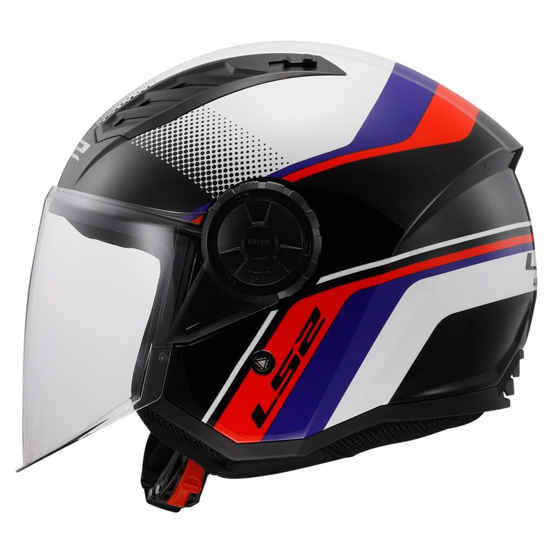 Casco moto aperto LS2 OF616 Airflow II Rush bianco-blu-rosso