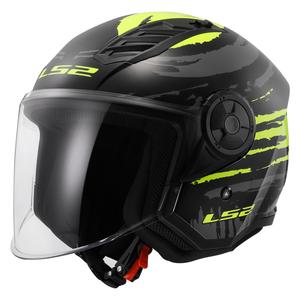 Casco moto aperto LS2 OF616 Airflow II Brush nero-giallo fluo