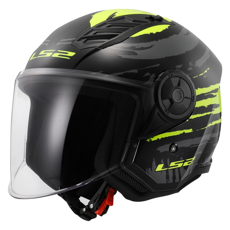 Casco moto aperto LS2 OF616 Airflow II Brush nero-giallo fluo