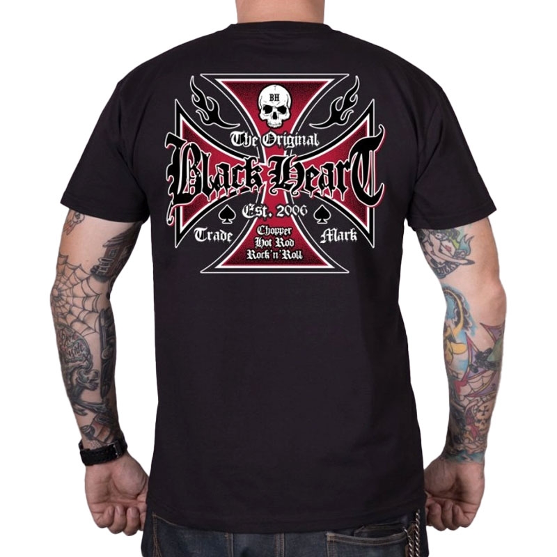 T-shirt Black Heart Cross nero