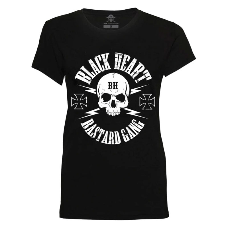 T-shirt donna Nero Heart Bastard Skull nero