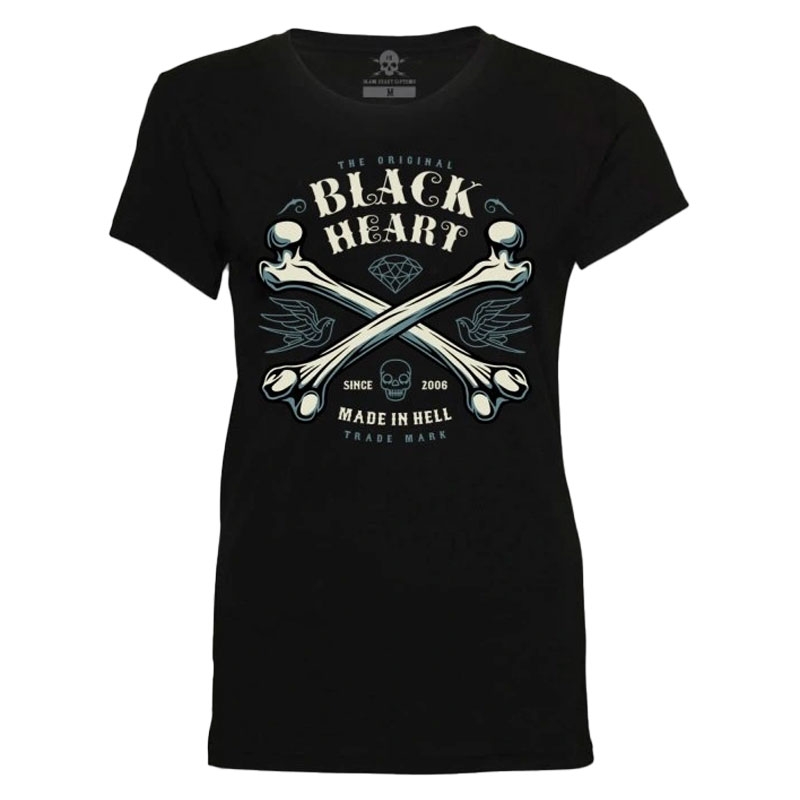 T-shirt donna Nero Heart Bones nero