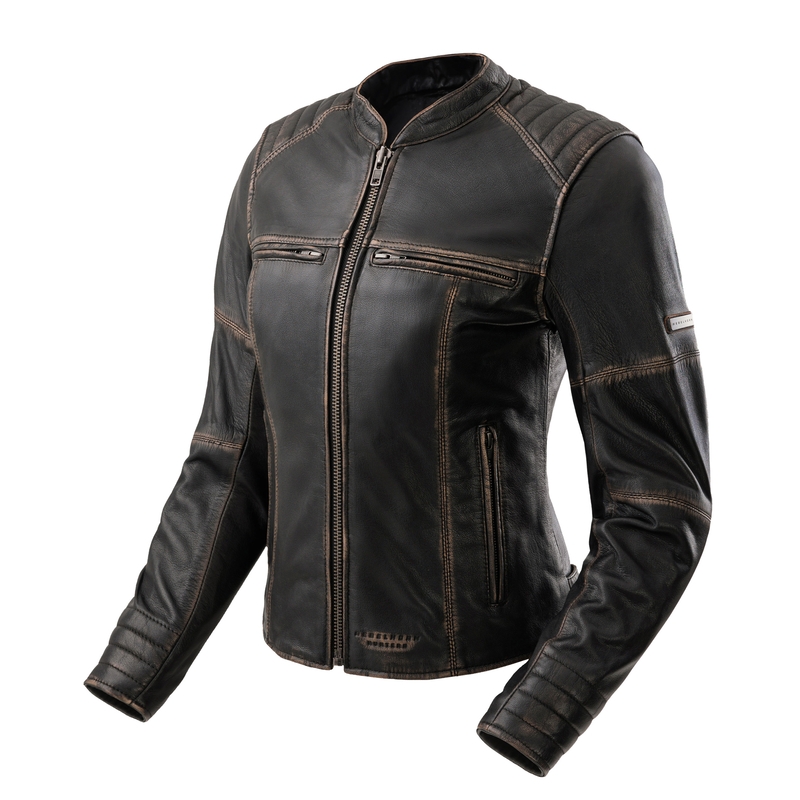 Giacca da moto da donna in pelle Rebelhorn Hunter II marrone