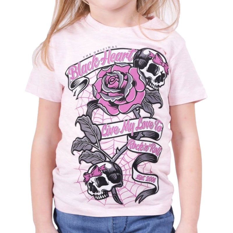 Maglietta per bambini Cuore Nero Nastro Rosa Rosa