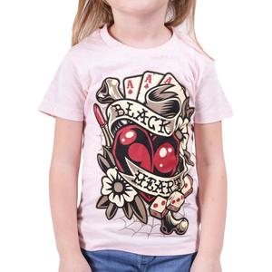 T-shirt per bambini Cuore nero Cuore rockabilly rosa