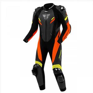 Tuta da moto in pelle Shima Hyper-RS nero-arancio-giallo fluo
