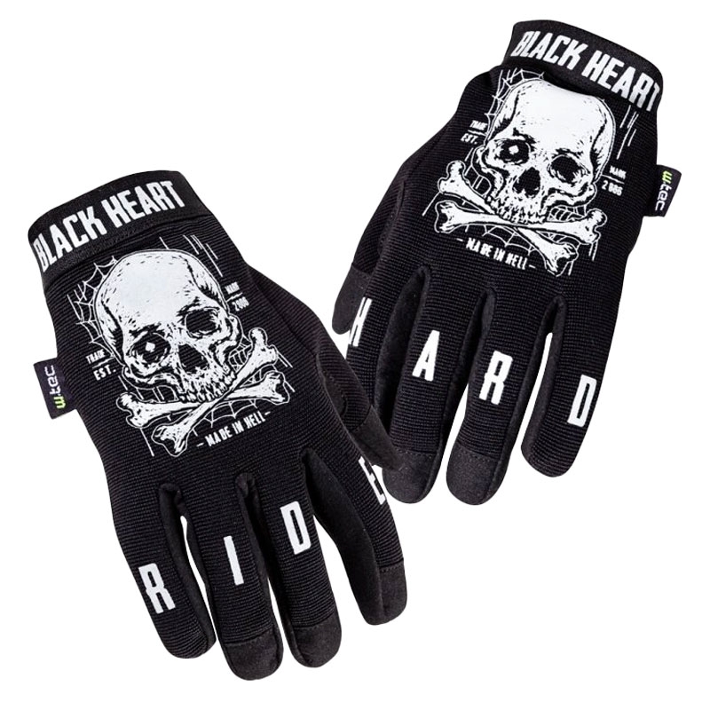 Guanti W-TEC Web Skull Black Heart Chopper Nero