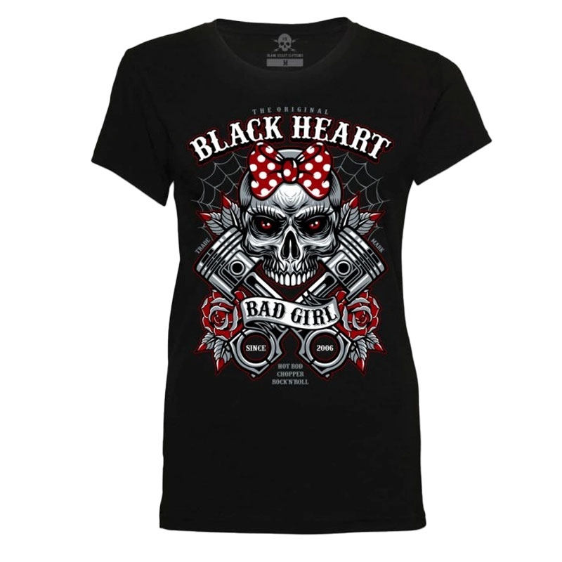 Maglietta donna nera Heart Bell Piston nero