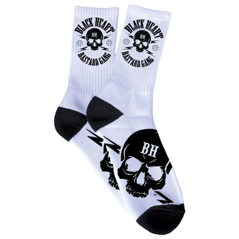 Calzini con teschio Black Heart Bastard Bianco