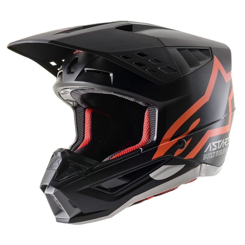 Casco da motocross Alpinestars S-M5 Compass nero-arancio fluo