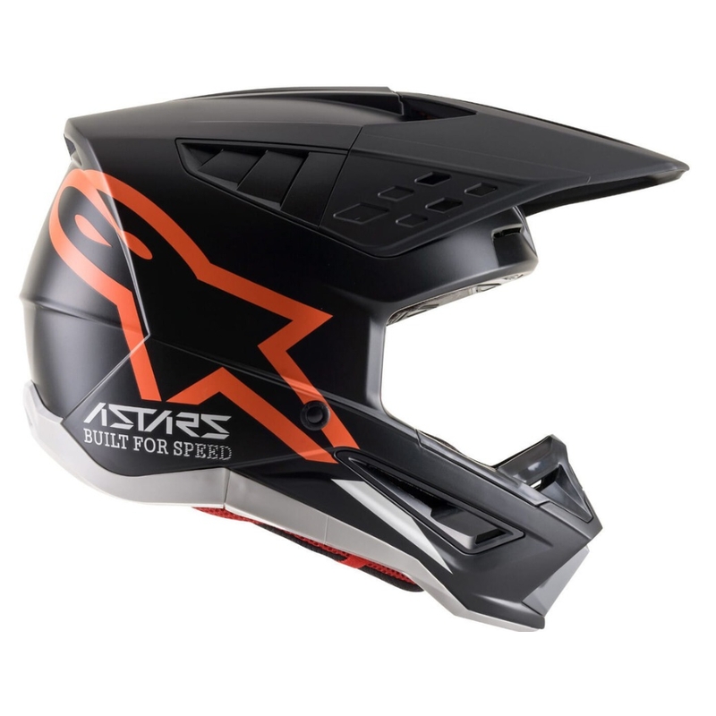 Casco da motocross Alpinestars S-M5 Compass nero-arancio fluo