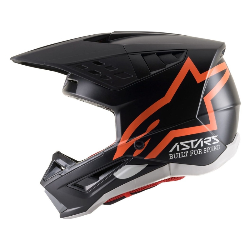 Casco da motocross Alpinestars S-M5 Compass nero-arancio fluo