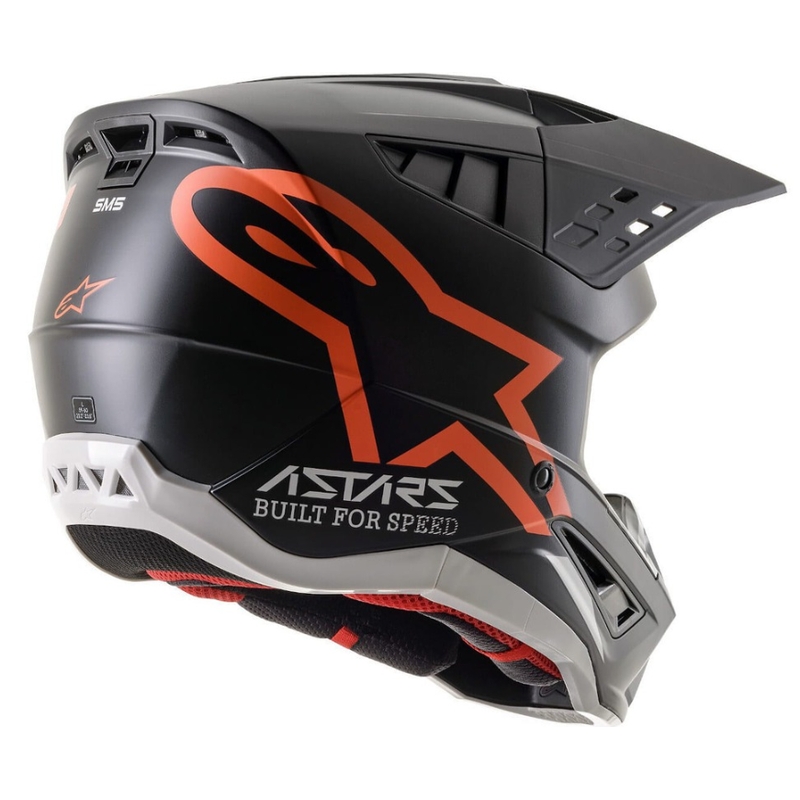 Casco da motocross Alpinestars S-M5 Compass nero-arancio fluo