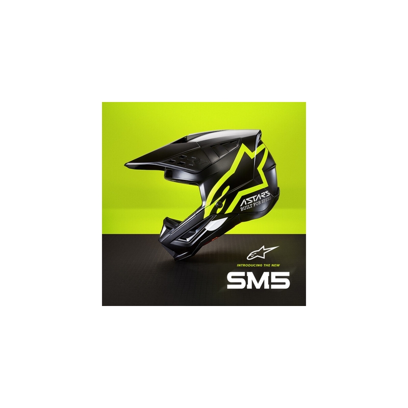 Alpinestars S-M5 Compass casco da motocross nero-giallo fluo